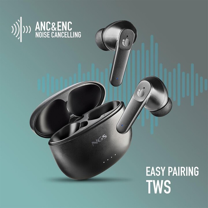 Fones de ouvido Bluetooth NGS Arctic Hush com estojo de carregamento/ Autonomia 4h/ Preto