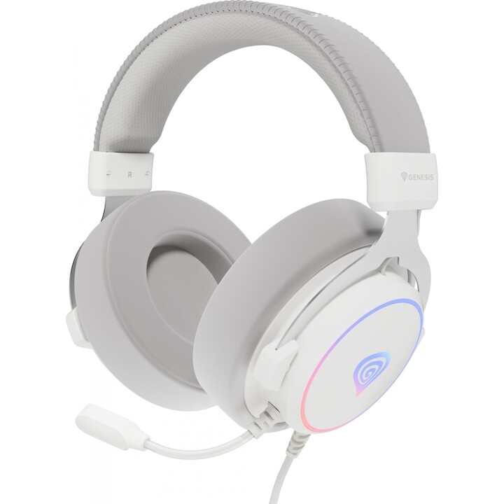 Genesis Neon 764 RGB Casque supra-auriculaire avec microphone rétroéclairé Blanc USB