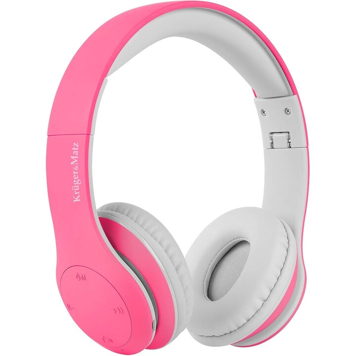 Kruger&Matz écouteurs supra-auriculaires sans fil pour enfants model Street Kids , couleur rose