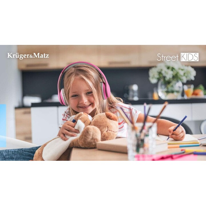 Kruger&Matz écouteurs supra-auriculaires sans fil pour enfants model Street Kids , couleur rose