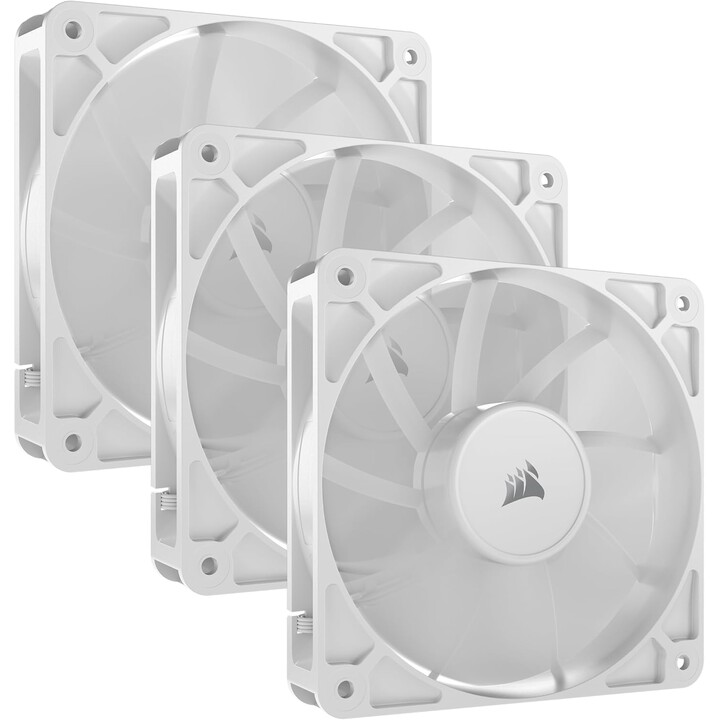 CORSAIR Ventiladores PWM RS120 de 4.724 in – Conexión en cadena de margarita – Bajo ruido – Rodamiento de cúpula magnética – Paq