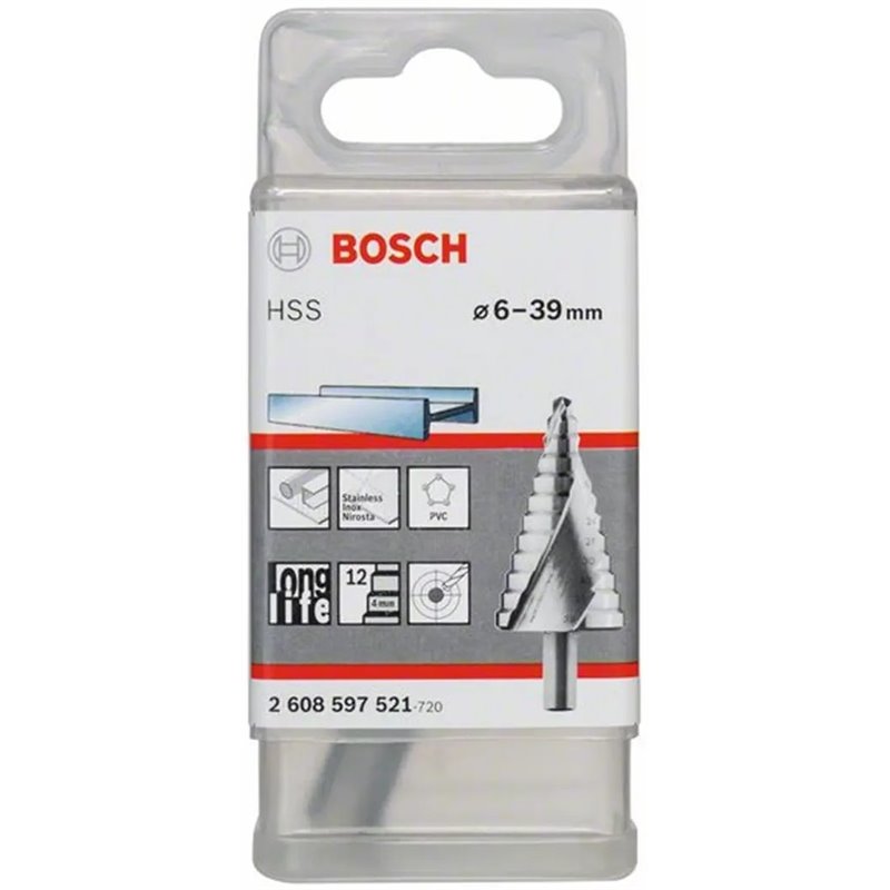 Broca escalonada BOSCH 2608597521 HSS 6-39, 10 x 93,5 mm