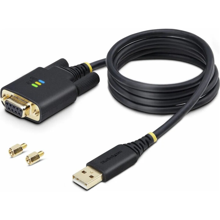 StarTech.com 3.3ft (1m) USB to Null Modem Serial Adapter Cable, Interchangeable DB9 Screws/Nuts, COM Retention, USB-A to RS232, 