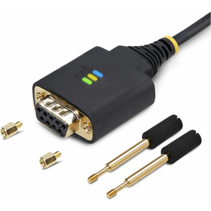 StarTech.com 3.3ft (1m) USB to Null Modem Serial Adapter Cable, Interchangeable DB9 Screws/Nuts, COM Retention, USB-A to RS232, 