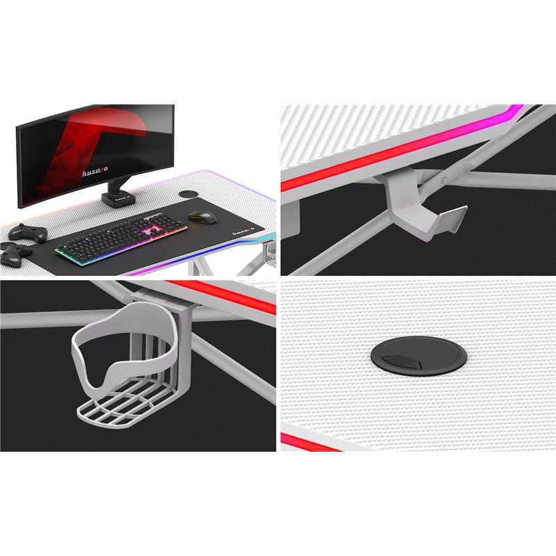 Bureau de jeu Huzaro Hero 1.7 RGB Blanc