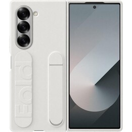 Funda Oficial Samsung Galaxy Grip de Silicona con Soporte para Galaxy Z Fold6, Color Blanco
