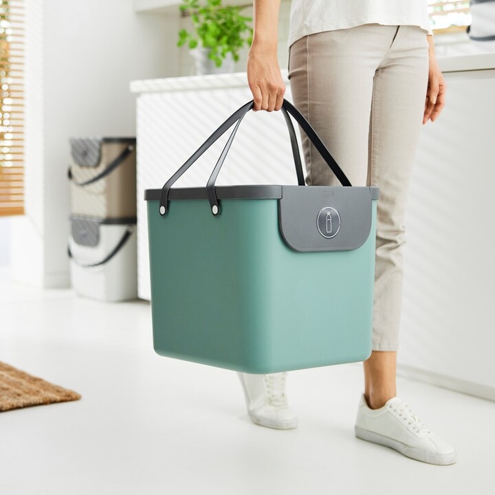 Rotho Albula 40L poubelle avec couvercle, vert