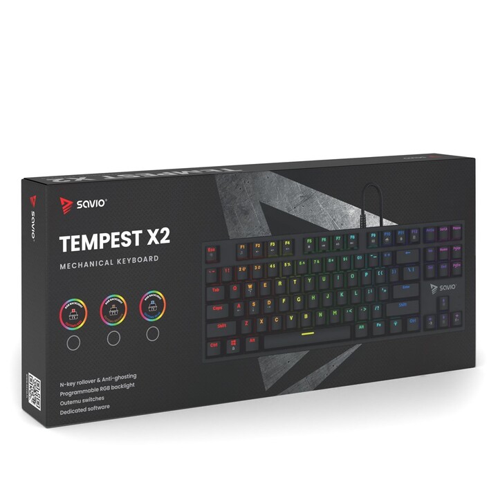 Teclado mecánico Savio Tempest x2 RGB, Outemu AZUL