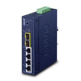 PLANET Industrial L2/L4 4 portas gerenciadas L2/L4 Gigabit Ethernet (10/100/1000) Azul