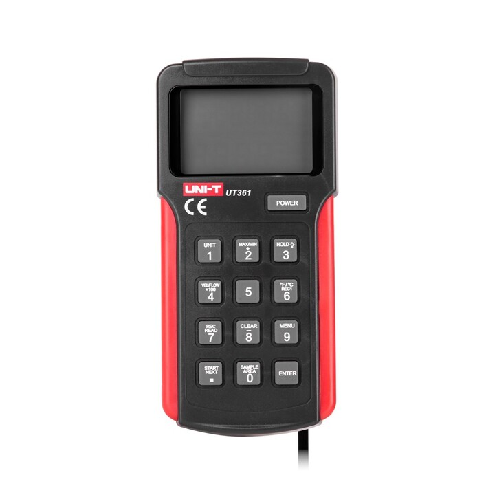 Medidor, anemômetro com função de medição de temperatura UT361