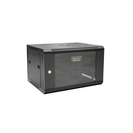 Armário de rede de parede 19" rack 6U 600x450, painel de porta, preto, intacto, dobrado, 60kg