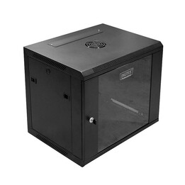 Armário de rede de parede 19" rack 9U 600x450, painel de porta, preto, até, dobrado, 60kg