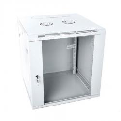 Wall-mounted network cabinet 19" 12U rack 600x600, door glass, gray, unshared, folded, 60kg