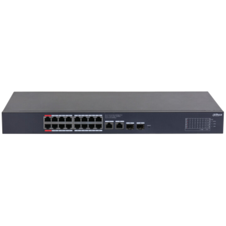 Dahua Poe Switch 16 Porte Gigabit + 2 Uplink Gigabit Rj45 + 2sfp Gigabit 240w Cloud Gestito L2