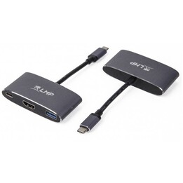 USB-C (m) auf HDMI [4K x 2K] (f) & USB 3.0 (f) & USB-C Multiport-Adapter mit Ladefunktion, Space Grau