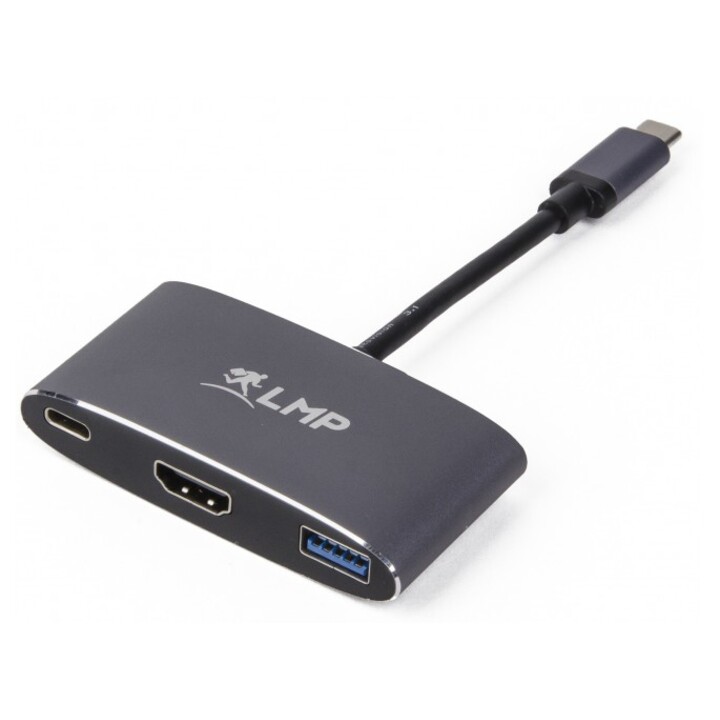 Adaptador multiporta de carregamento USB-C (m) para HDMI [4Kx2K] (f) e USB 3.0 (f) e USB-C, cinza espacial