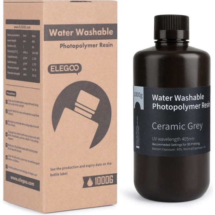 ELEGOO Resina Lavabile con Acqua Color Gris per Impresoras 3D in Resina LCD - 1KG
