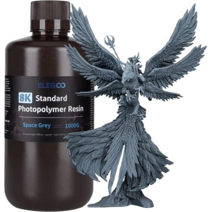 ELEGOO 8K Resin Standard Gray Color for LCD Resin 3D Printers - 1KG
