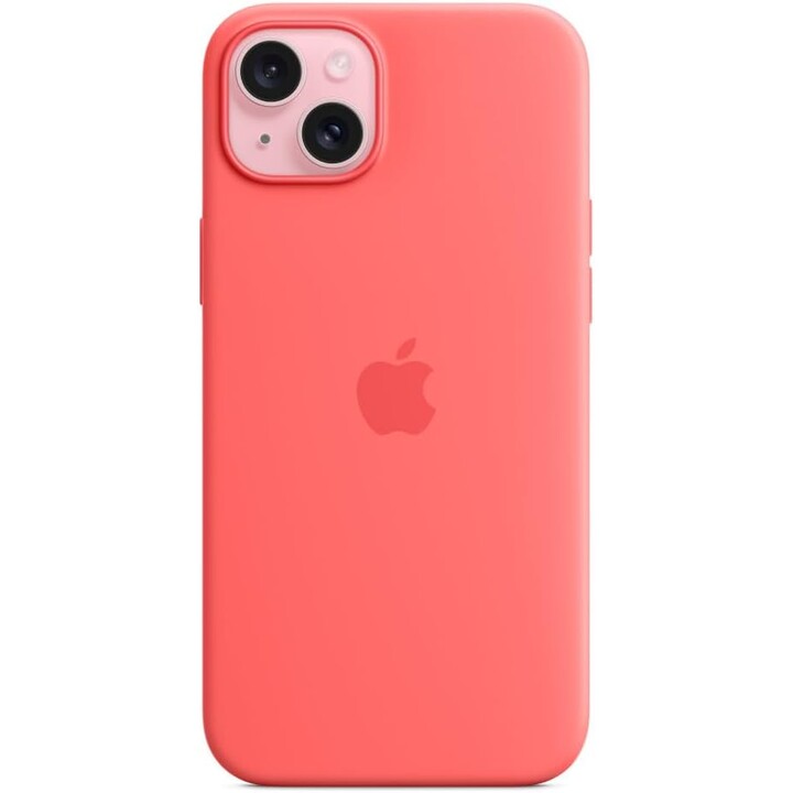 Capa de silicone Apple iPhone 15 Plus com MagSafe - Goiaba