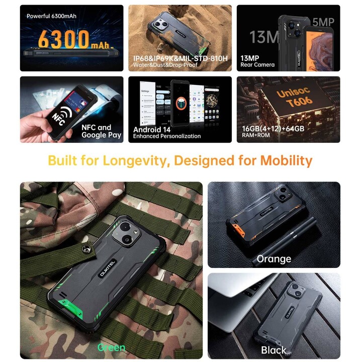 Oukitel G2 4GB 64GB Dual Sim Arancione Robusto