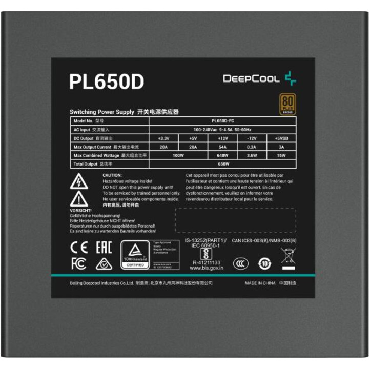 DeepCool PL650D unidad de fuente de alimentación 650 W 20+4 pin ATX ATX Negro