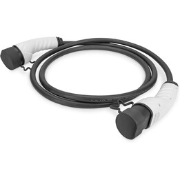 Câble de charge DIGITUS Mode 3 pour voitures électriques et PHEV – 5 m, Type 2 vers Type 2 – Monophasé, 32 A, 7,4 kW, Noir