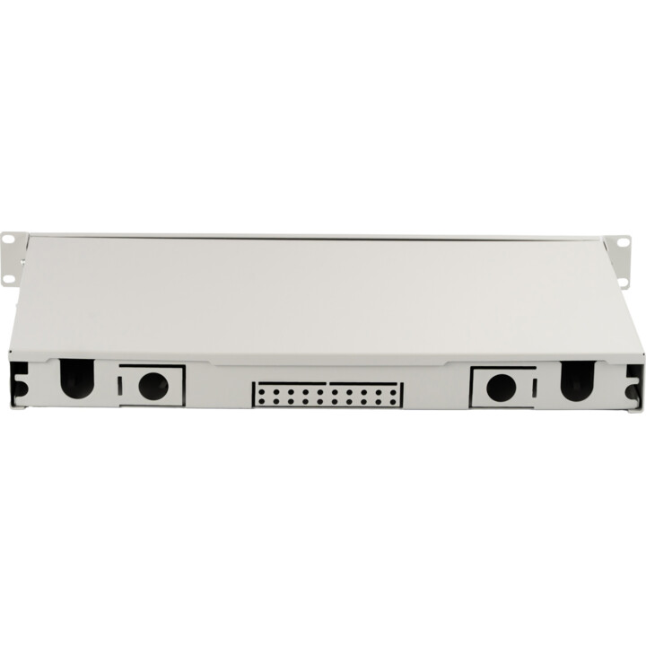 FO patch panel with 19 1U accessory, 24x SC dx, OM3, adapters, extendable, gray