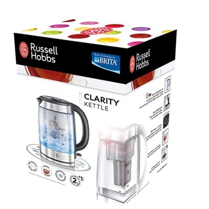 Russell Hobbs Clarity bouilloire 1,5 L 2200 W Acier inoxydable, Transparent