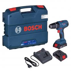 Taladro de impacto inalámbrico BOSCH GSB 18V-21 de 18 voltios y 2,0 Ah de iones de litio en estuche tipo L