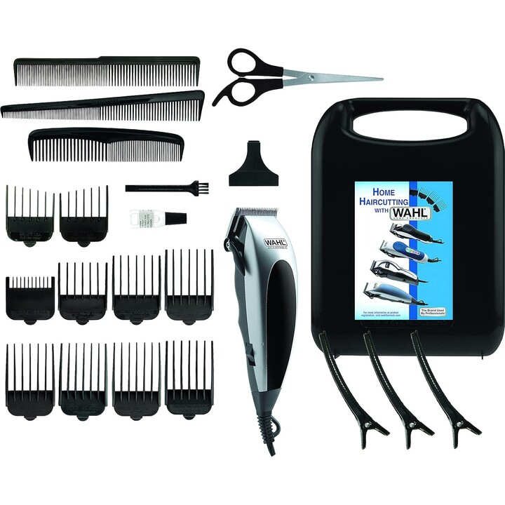 Afeitadora Wahl home pro 9243-2216 KIT 22 Piezas Ancho Corte 46mm Negro Plata