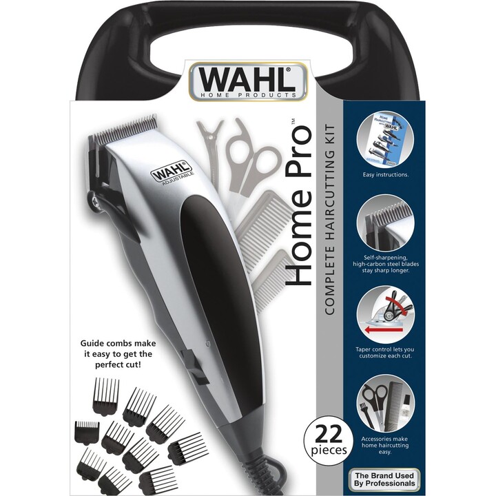 Afeitadora Wahl home pro 9243-2216 KIT 22 Piezas Ancho Corte 46mm Negro Plata