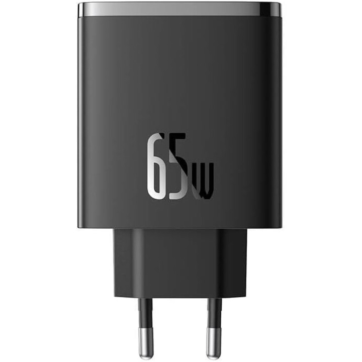 Carregador de viagem Baseus Cube Pro GaN Carregador rápido C+C+U, 65W, preto UE