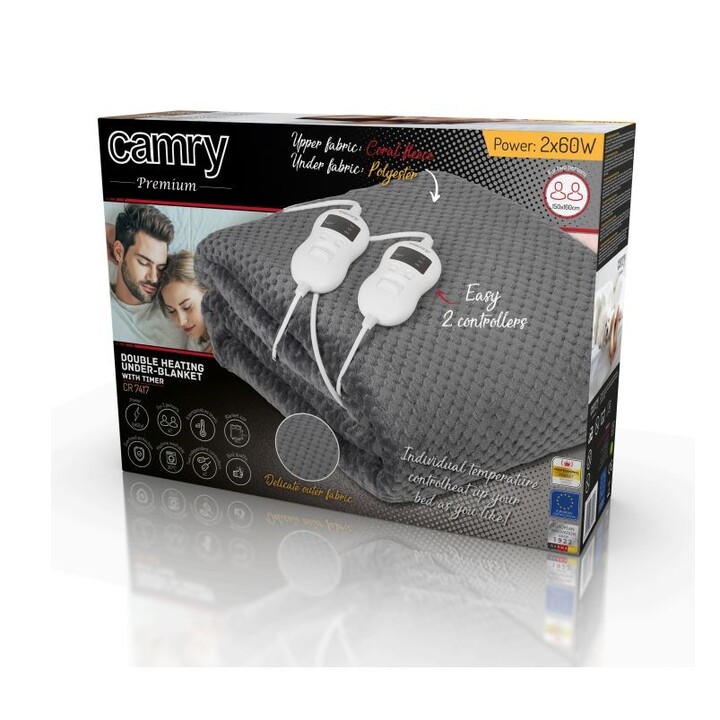 Camry CR 7417 Heizdecke 2x 60 W Grau
