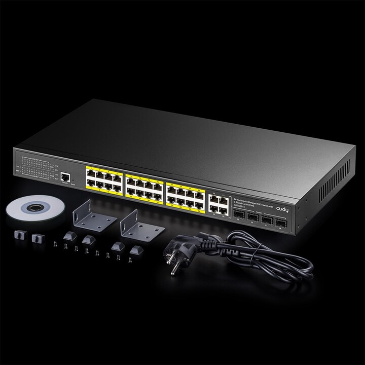 Cudy GS2028PS4 Gestionado L2 Gigabit Ethernet (10/100/1000) Energía sobre Ethernet (PoE) 1U Negro