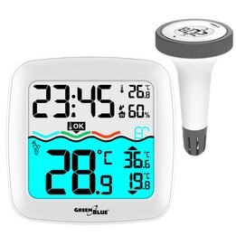 GreenBlue GB216 weather station with pool thermometer, 60 m, floating sensor