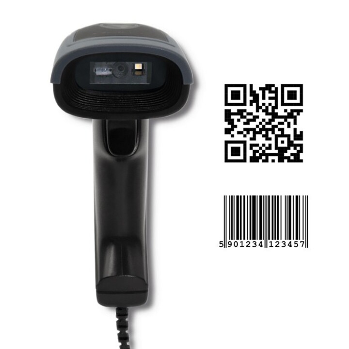 Lettore di codici a barre Qoltec 50863 Lettore di codici a barre portatile 1D/2D LED Nero