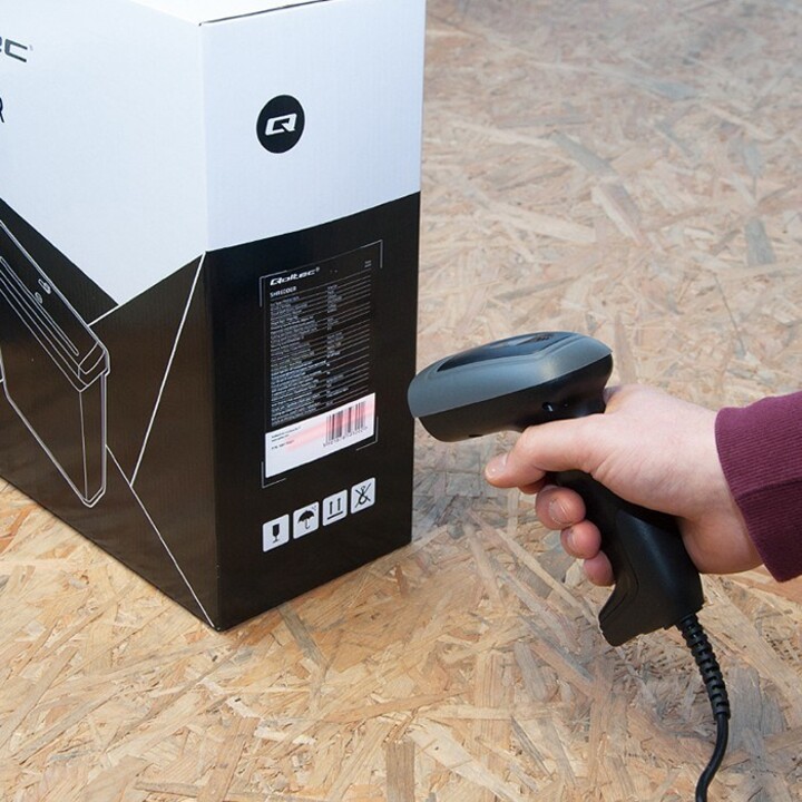 Lettore di codici a barre Qoltec 50863 Lettore di codici a barre portatile 1D/2D LED Nero