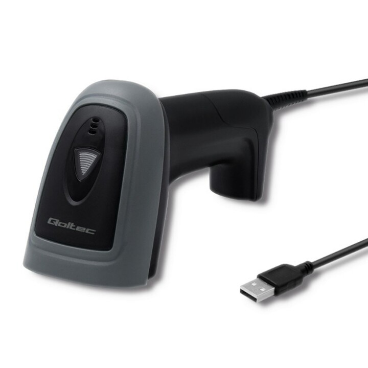 Lettore di codici a barre Qoltec 50863 Lettore di codici a barre portatile 1D/2D LED Nero