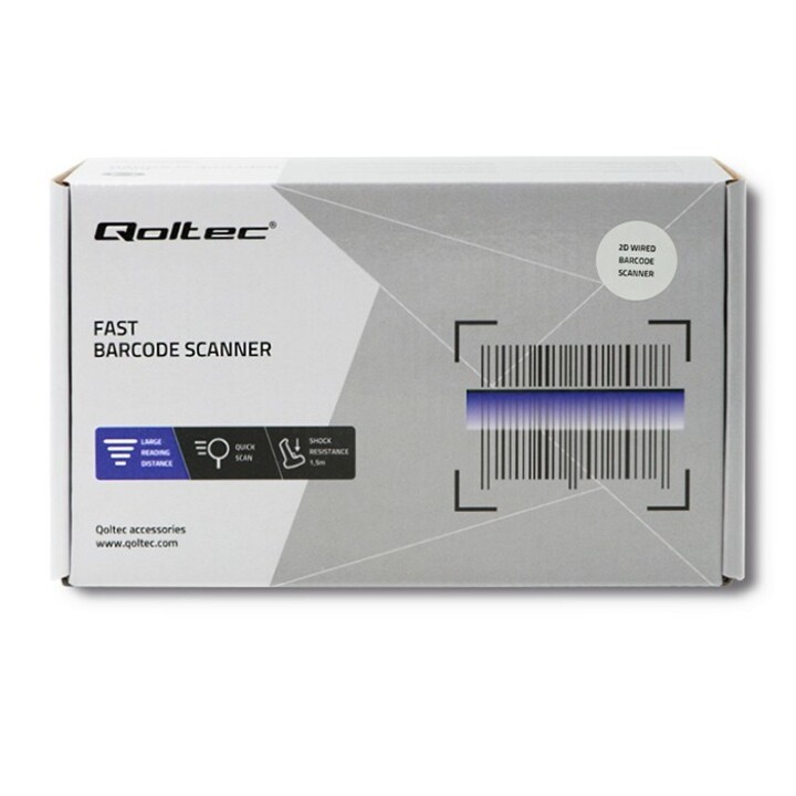 Lettore di codici a barre Qoltec 50863 Lettore di codici a barre portatile 1D/2D LED Nero