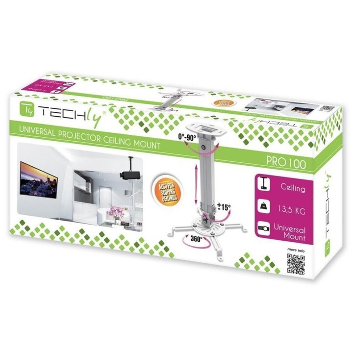 Techly ICA-PM 18S Supporto per proiettore da soffitto Argento