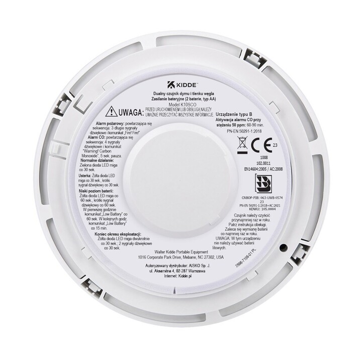 Detector doble de humo y monóxido de carbono K10SCO