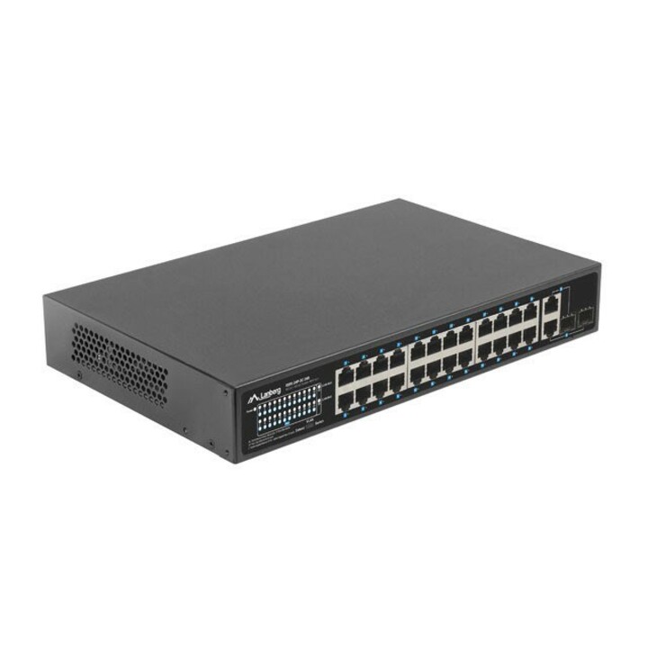 Switch Lanberg RSFE-24P-2C-360 Gigabit Ethernet não gerenciado (10/100/1000) Power over Ethernet (PoE) 1U Preto