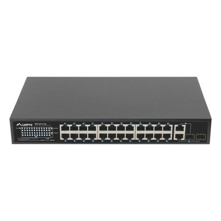 Lanberg RSFE-24P-2C-360 switch No administrado Gigabit Ethernet (10/100/1000) Energía sobre Ethernet (PoE) 1U Negro