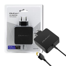Qoltec 51766 Power Adapter for Lenovo 65W | 20V | 3.25A | Slim Tip + Pin
