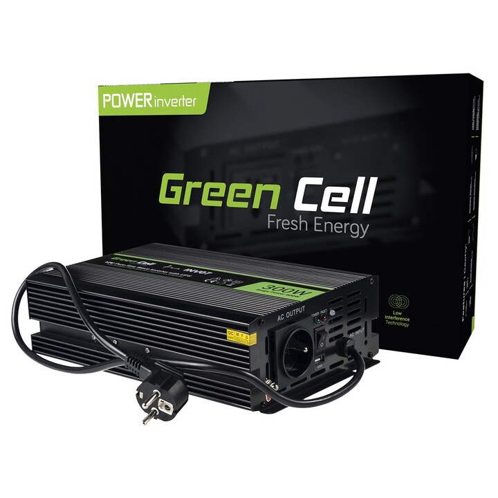 Green Cell INV07 Car Power Adapter and Inverter 300 W Black