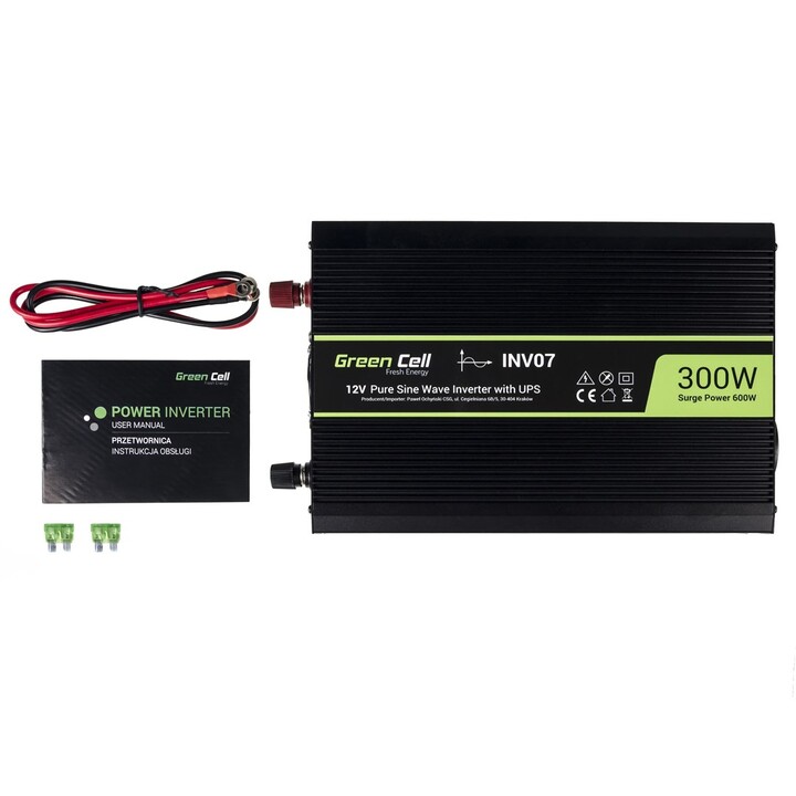 Green Cell INV07 Car Power Adapter and Inverter 300 W Black