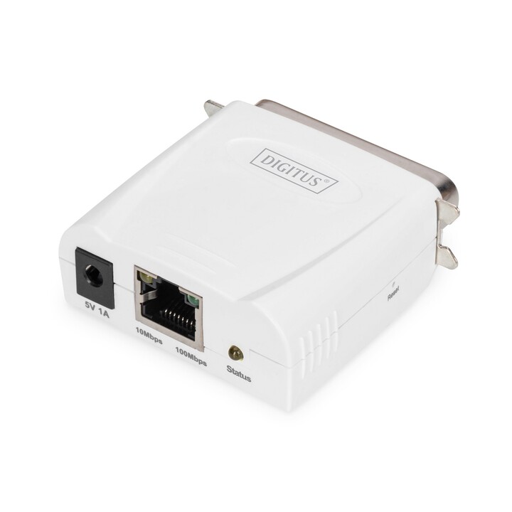 DIGITUS DN-13001-1 Servidor de impressão paralelo Fast Ethernet, 1 porta, RJ45, Centronics