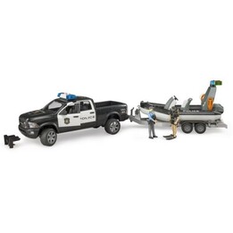 Dodge RAM 2500 caminhonete policial com barco no caminhão de reboque e 02507 módulos