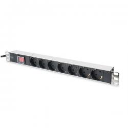 PDU de alumínio 1U, montagem em rack, 7 tomadas de segurança 16A, 4000W, 250VAC 50/60Hz, Int