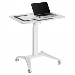 Maclean MC-453 W Mobile Laptop Desk with Pneumatic Height Adjustment, Laptop Table with Wheels, 80 x 52 cm, Max. 8 kg, Height Ad